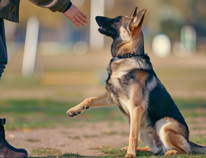 Professional dog trainer working with a dog